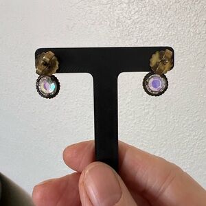 Chic Purple and Green Drop Earrings